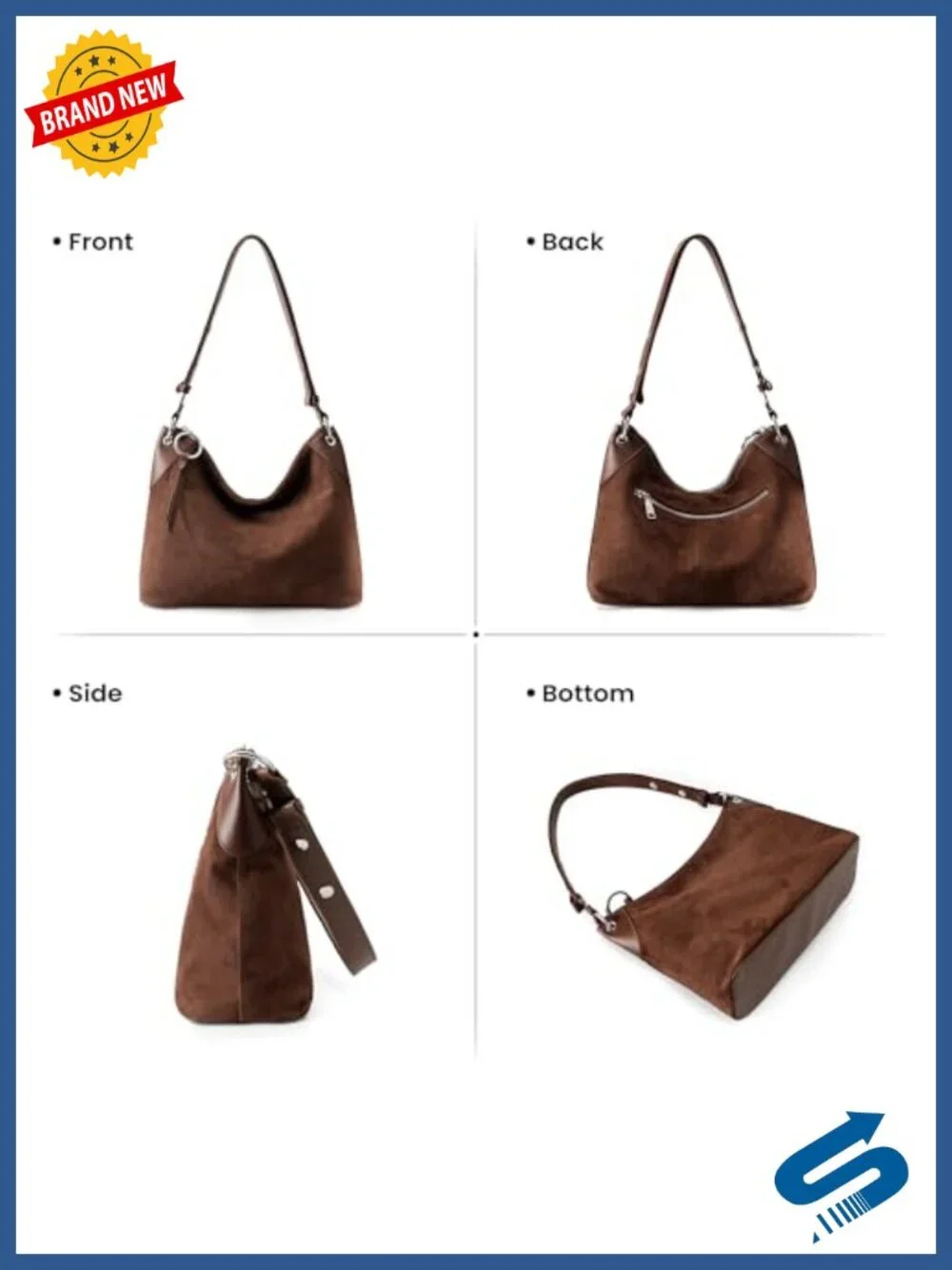 Genuine Leather Hobo Bag Crossbody Purse with Adjustable Strap